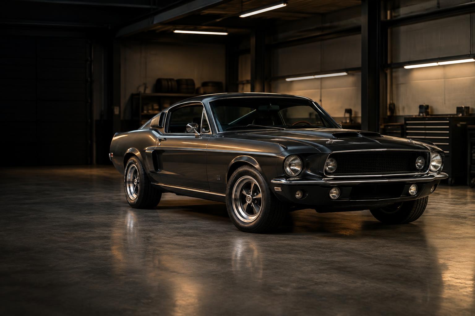 Classic muscle car in the West Coast Auto Hub workshop